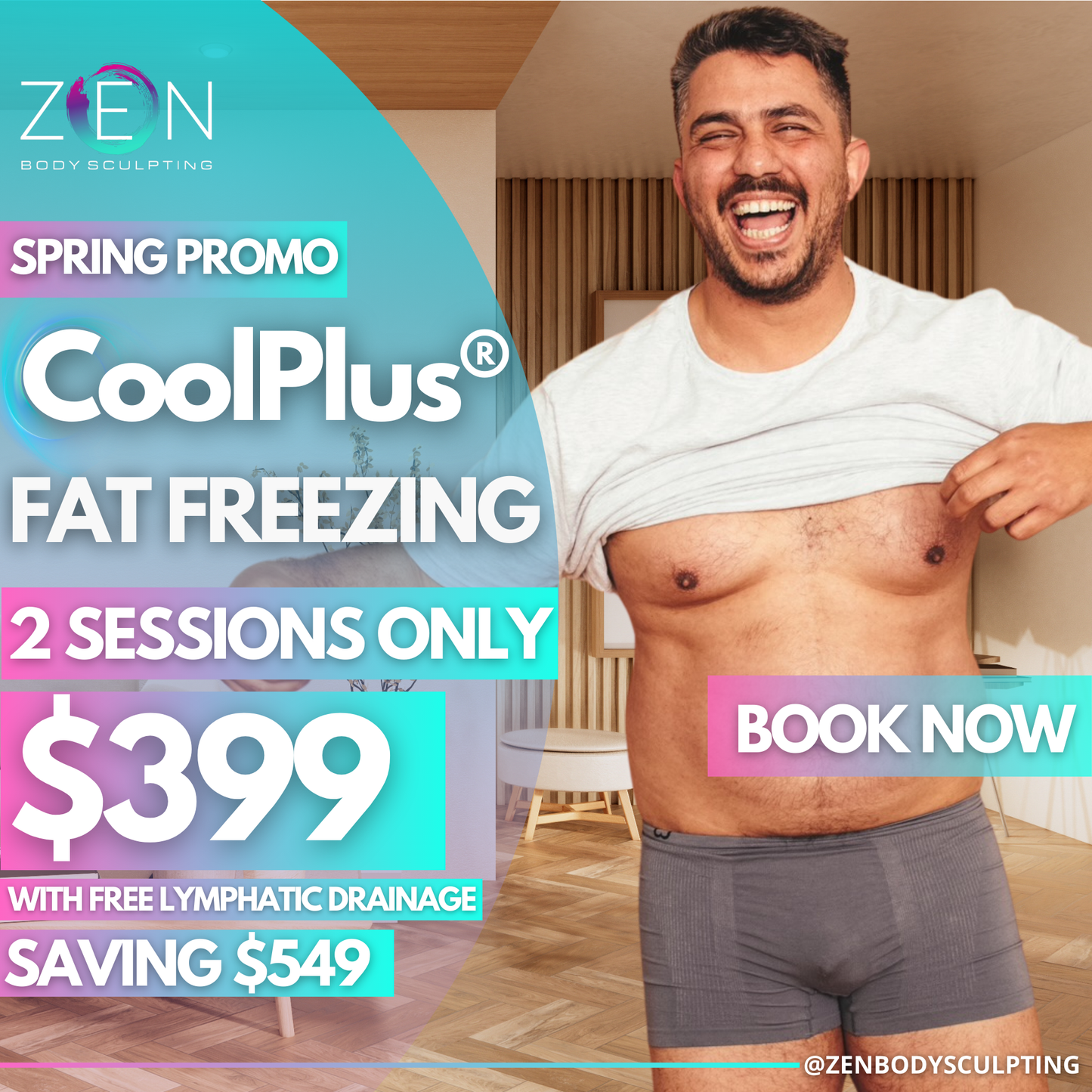 COOLPLUS FAT FREEZING FOR MEN - 2 SESSIONS $399