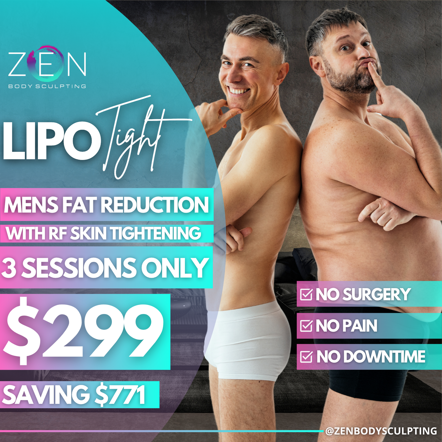 3 LIPOTIGHT SESSIONS - FAT REDUCTION FOR MEN PROMO