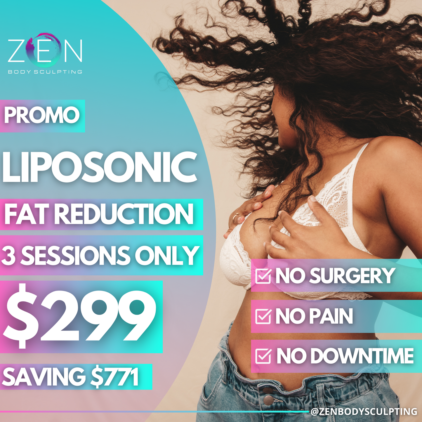 3 LIPOSONIC SESSIONS - SEPTEMBER FAT REDUCTION PROMO
