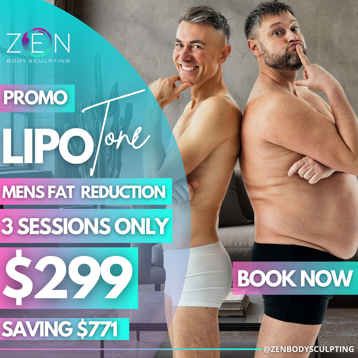 3 LIPOSONIC SESSIONS - NOVEMBER FAT REDUCTION PROMO FOR MEN