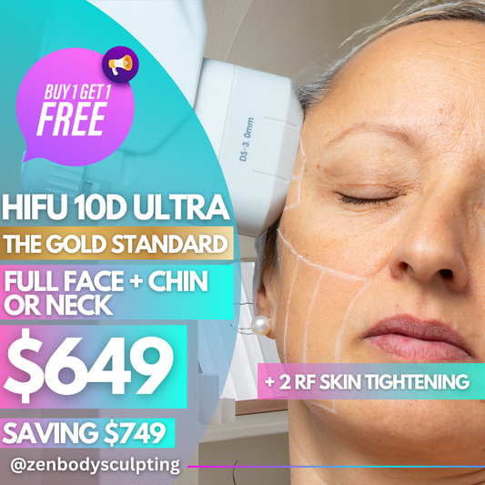 HIFU 10D ULTRA -  FULL FACE + CHIN OR NECK (BUY ONE GET ONE FREE) + 2 BONUS RF SKIN TIGHTENING