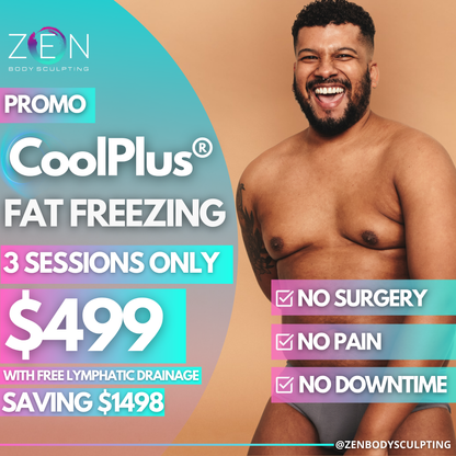 COOLPLUS FAT FREEZING FOR MEN - 3 SESSIONS JUST $499